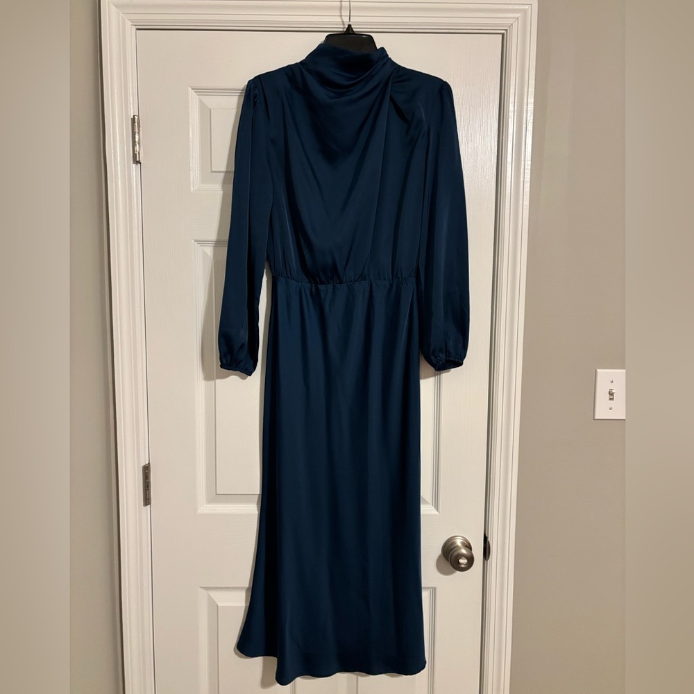 Elegant Long Sleeve Navy Dress